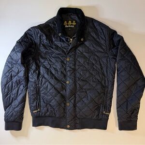 Barbour quilted bomber jacket in navy blue